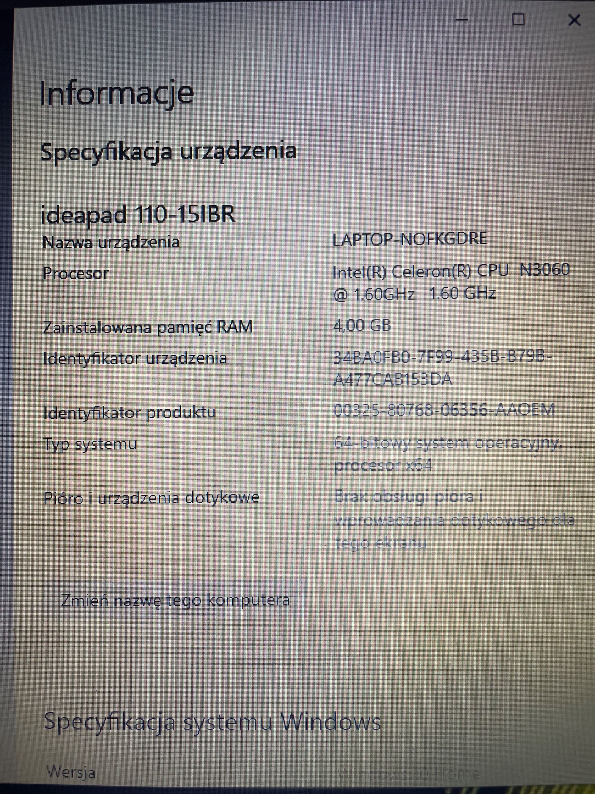Laptop Lenovo Ideapad 110
