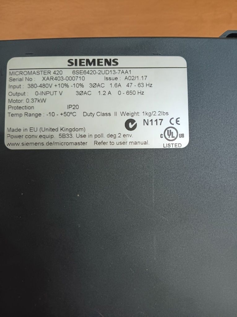 Variador de velocidade Siemens 0,37Kw
