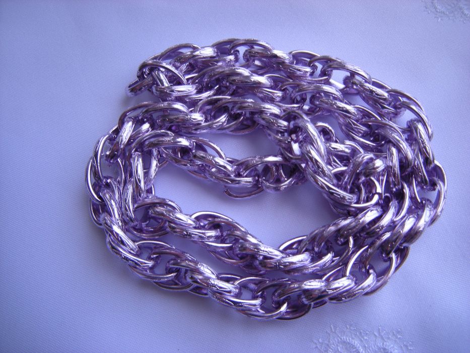 naszyjnik łańcuch 78cm owal podwójny kolor liliowy