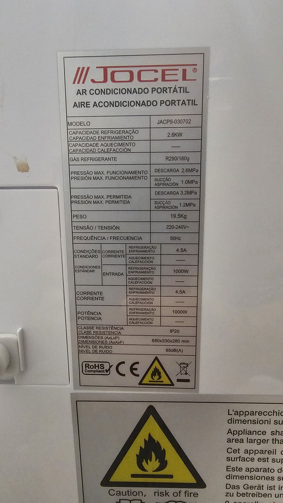 Ar Condicionado Portátil Jocel - Como Novo