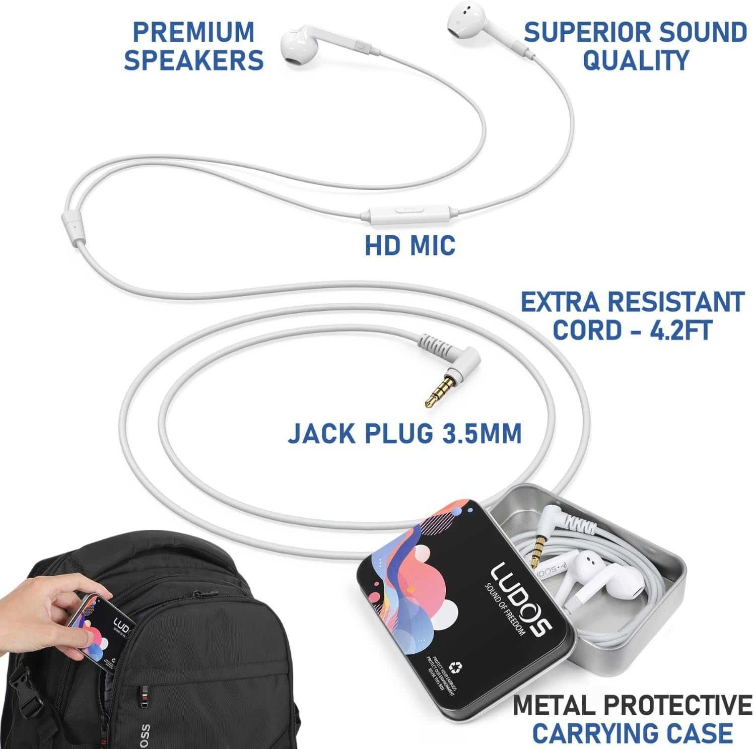 Słuchawki Przewodowe z Mikrofonem Jack 3,5 mm do Telefonu Laptopa
