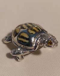 Broszka żółw kryształki
