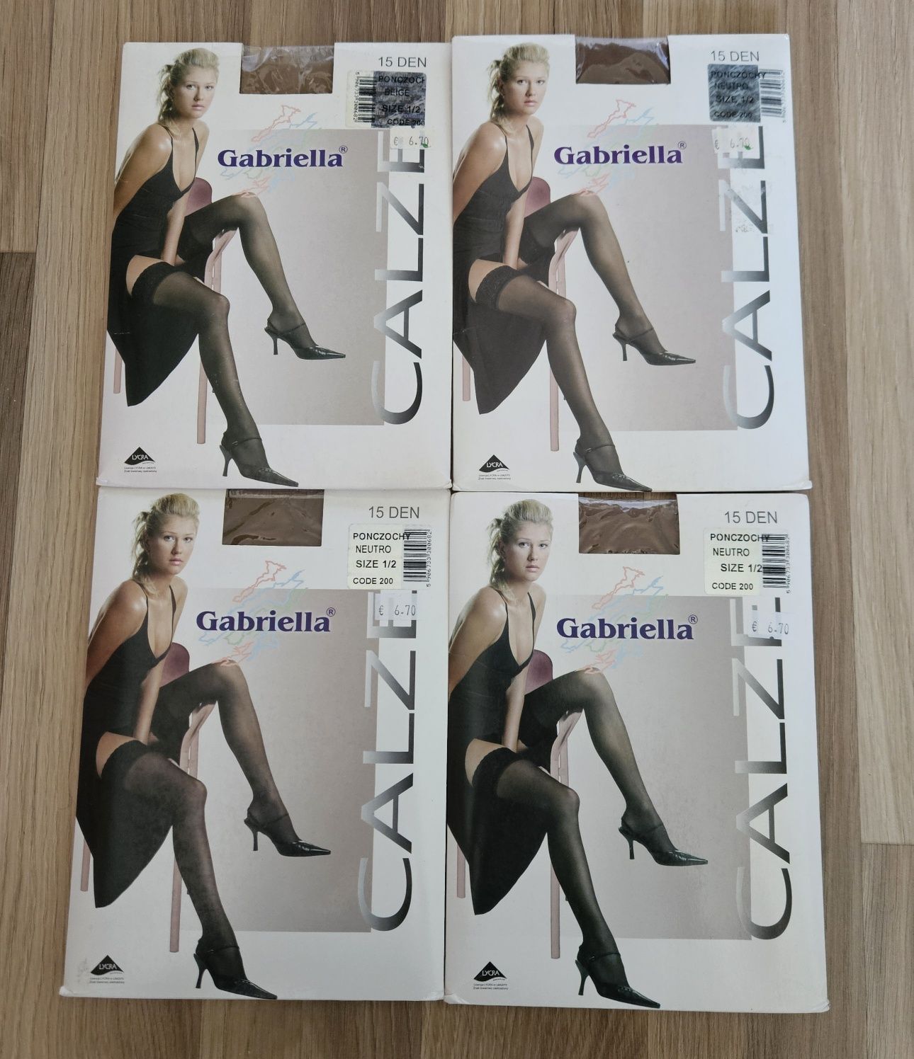 Zestaw: pończochy samonośne, Gabriella XS/S 4 sztuki