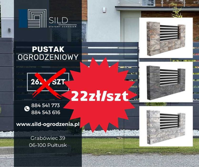 Pustak Ogrodzeniowy Bloczek ogrodzeniowy 50x20 Bloczki PROMOCJA
