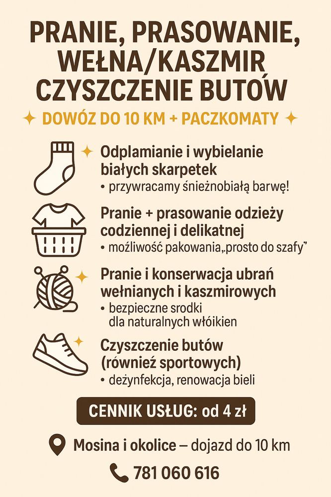 czyszczenie  butów, pranie, prasowanie także wełna /kaszmir