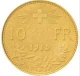 Złota moneta Szwajcaria 10 franków 1915 – Helvetia Vreneli