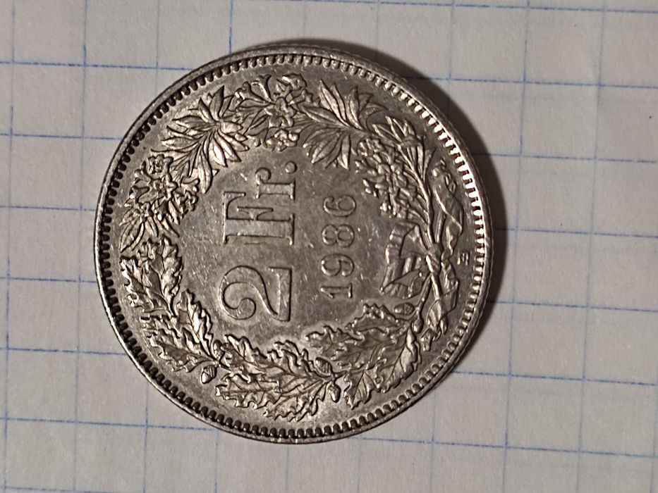 Монета Швейцарии ном. 2 франка 1986 года.