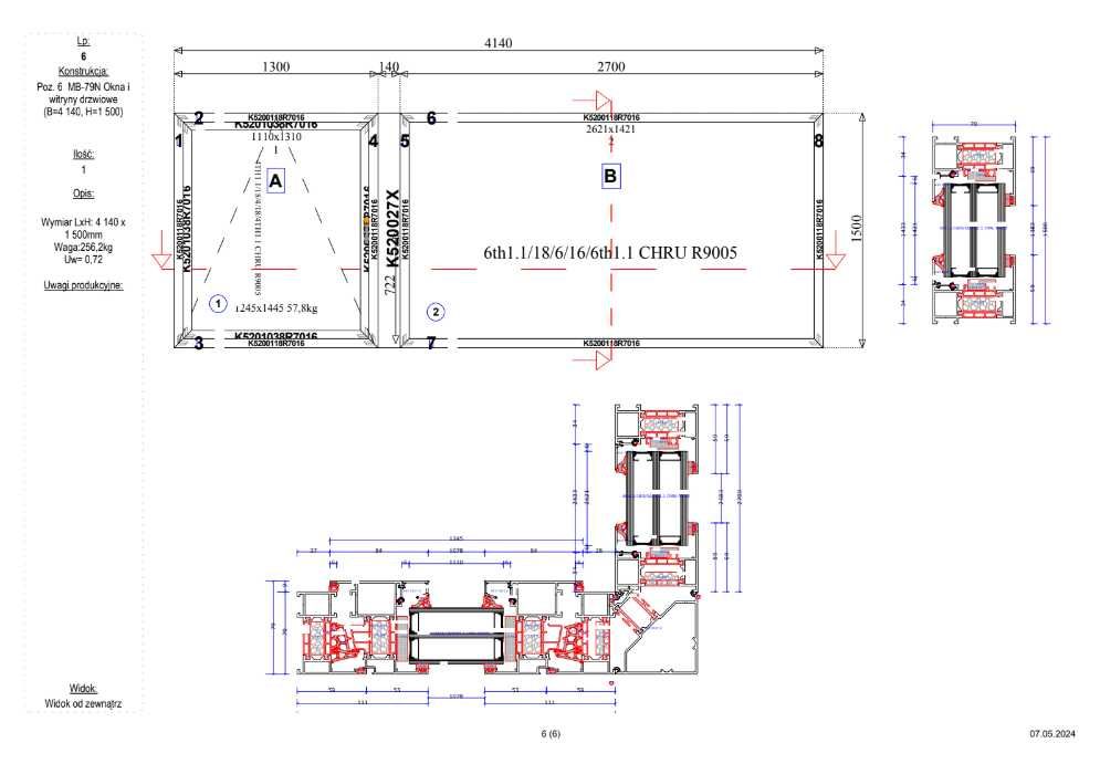 Okno Aluminiowe Aluprof MB-79N RU - PRAWE