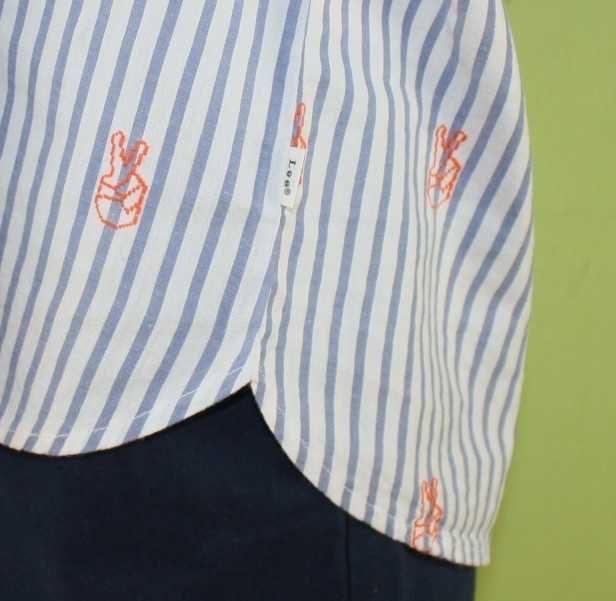 Damska koszula Lee - Bell Sleeve Shirt niebieskie paski z nadrukiem -M
