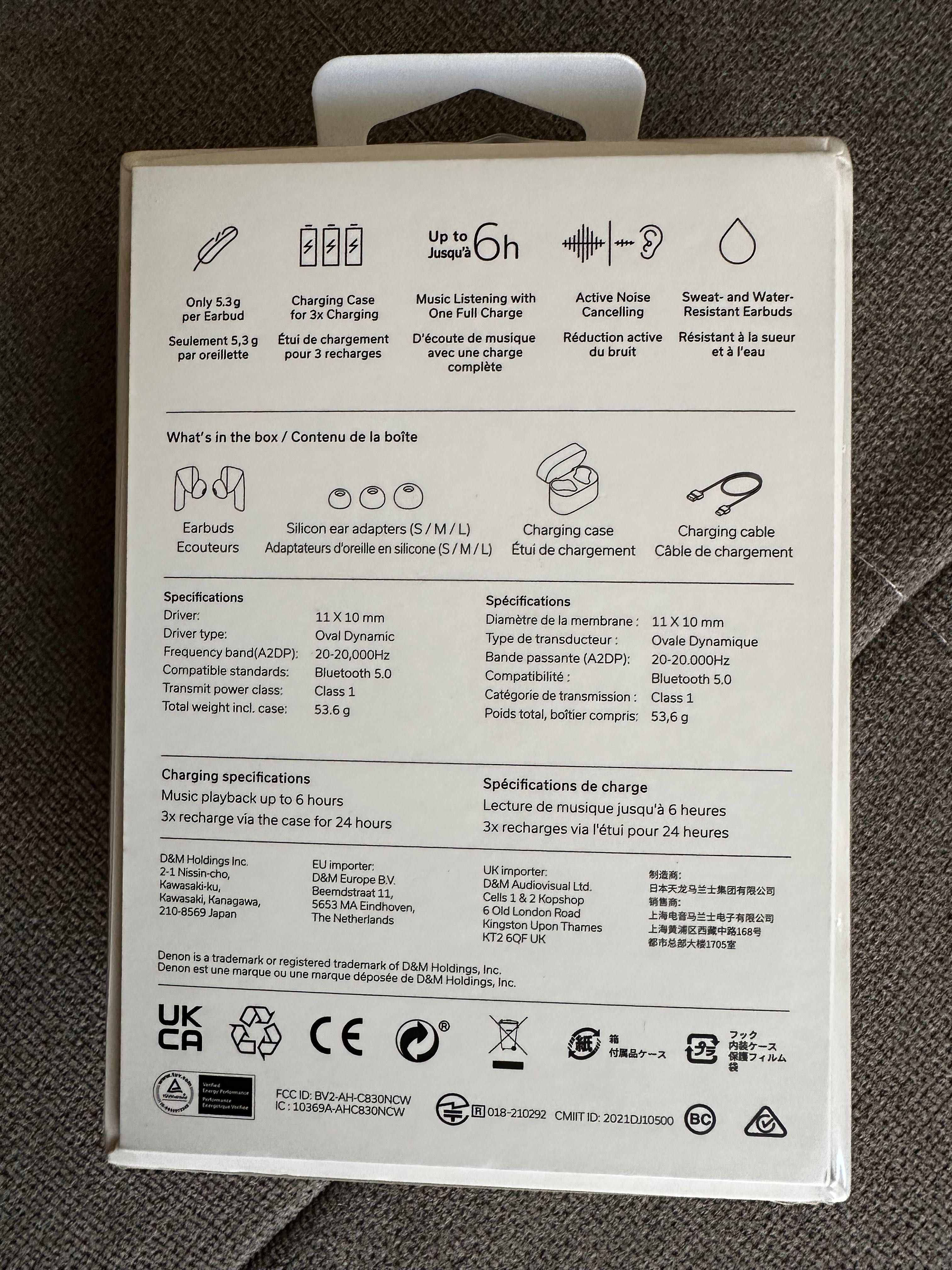 Słuchawki dokanałowe DENON AH-C830NCW