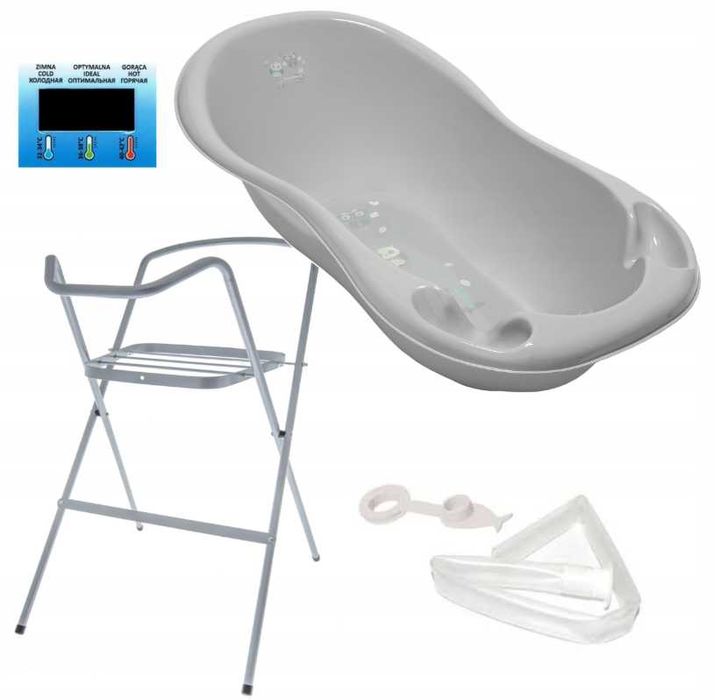 Wanienka do kąpania 102 cm, na nogach (stojak), termometr, odpływ