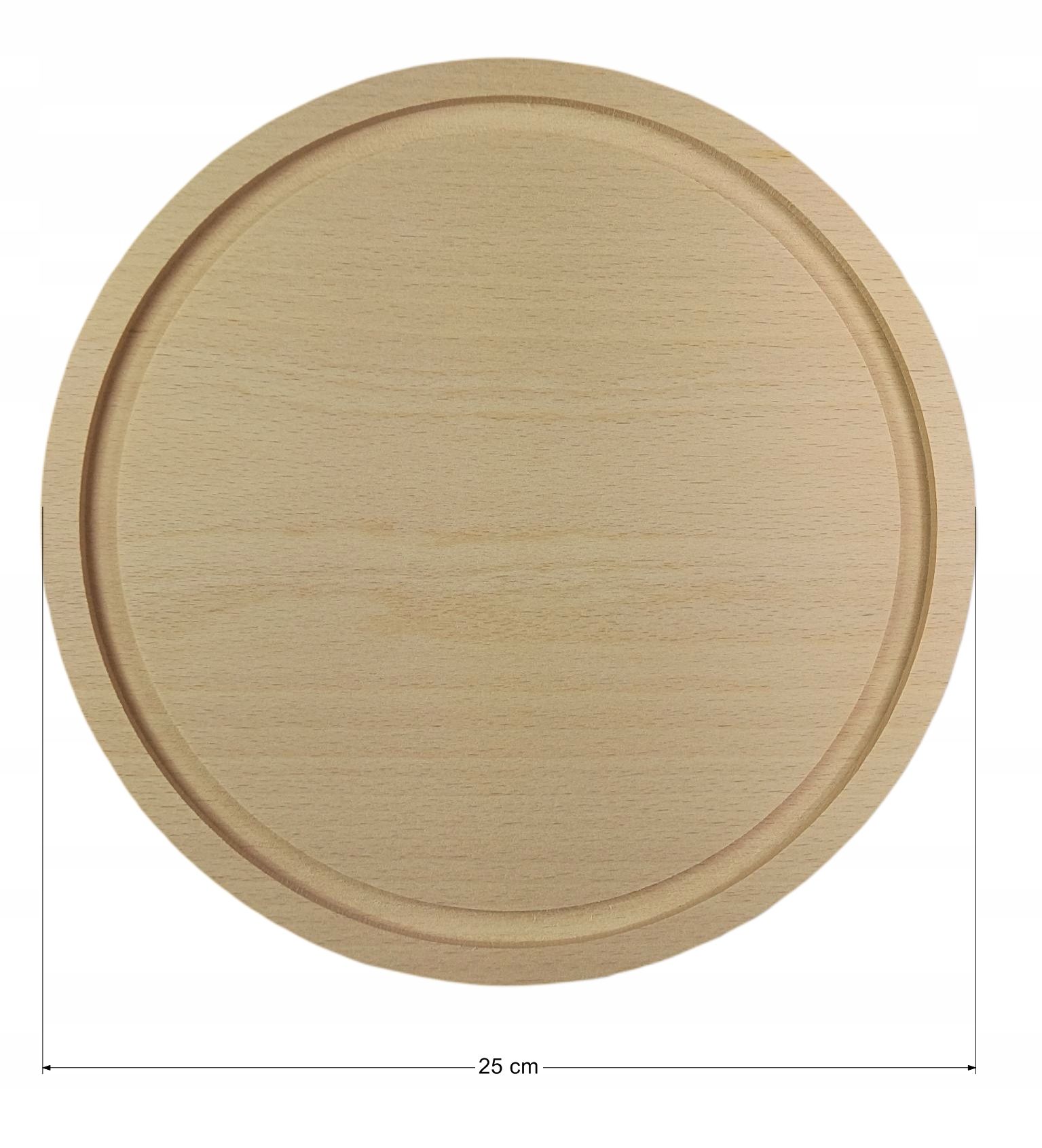 Deska do krojenia okrągła z rowkiem 25 cm drewniana
