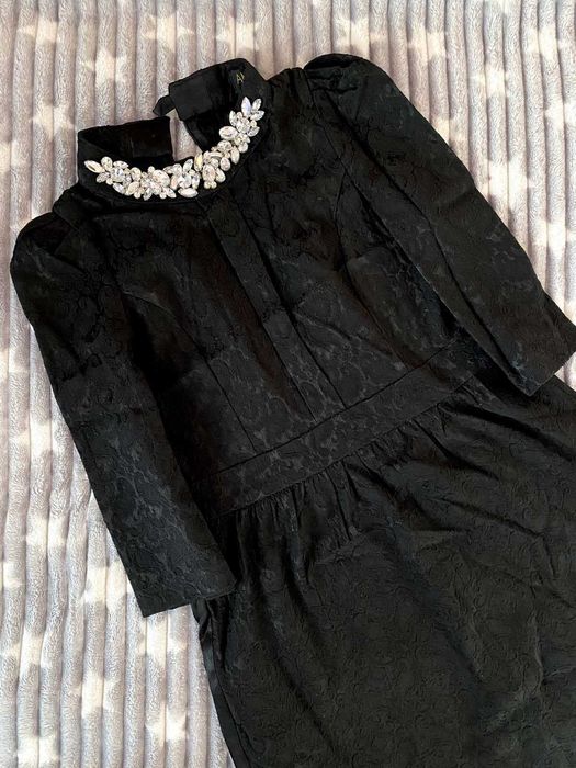 Чёрное стильное платье нарядное ажурное чорна сукня стильна топ миди