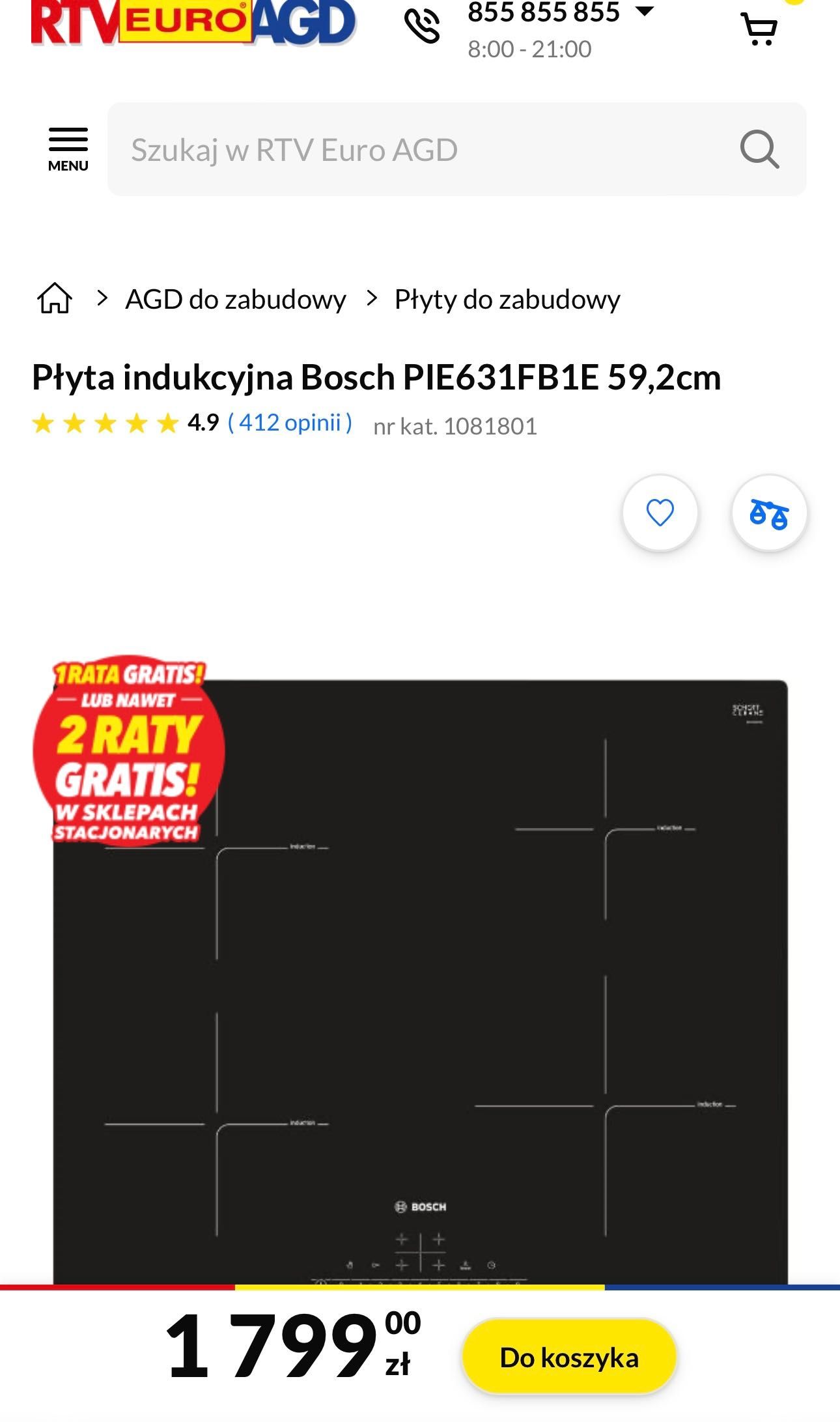 Płyta indukcyjna Bosch PIE631FB1E 59,2cm