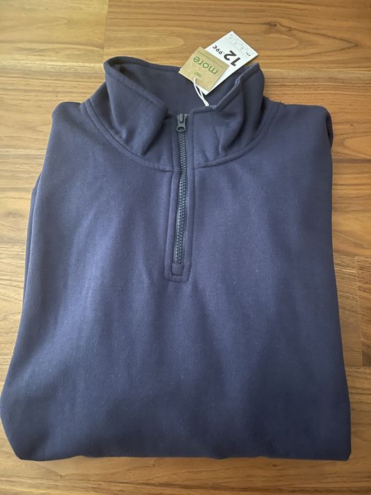 Camisola azul marinha cardada com fecho na gola Modalfa