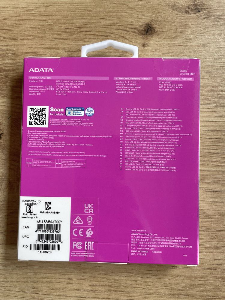 Dysk Adata Elite SE880 1TB USB 3.2 Typ C