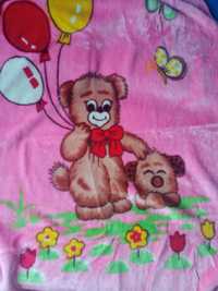 Одеяло детское розовое, плед плюшевый для девочки