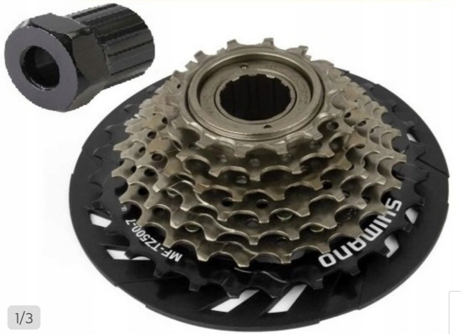 SHIMANO wolnobieg 7rzędowy z osłoną kaseta tarczą klucz do wolnobiegu