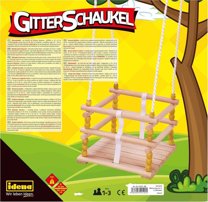 Idena Drewniana Hustawka Dla Dzieci