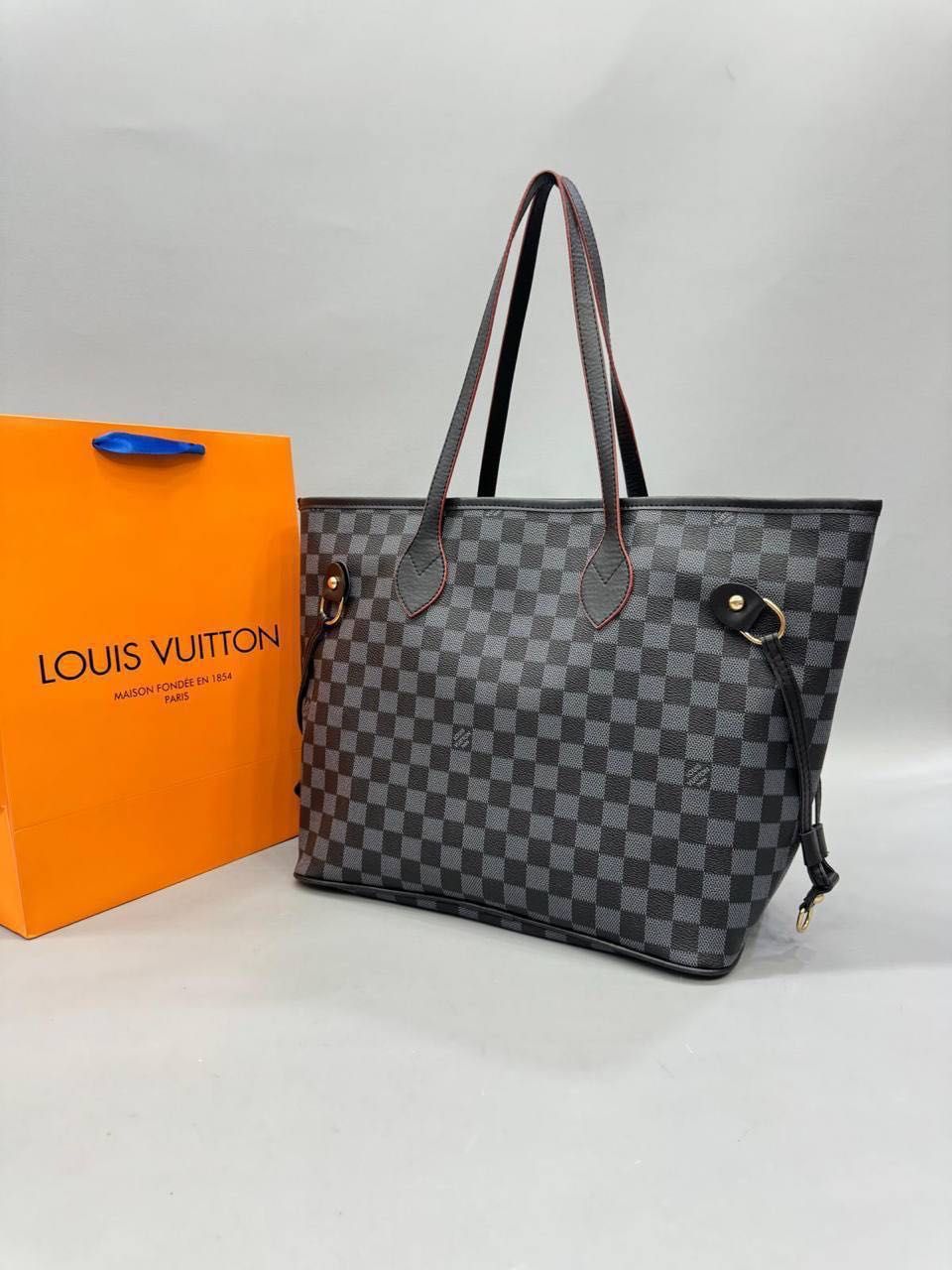 Шопер коричневый белый черный Louis Vuitton Сумка большая Луи Витон