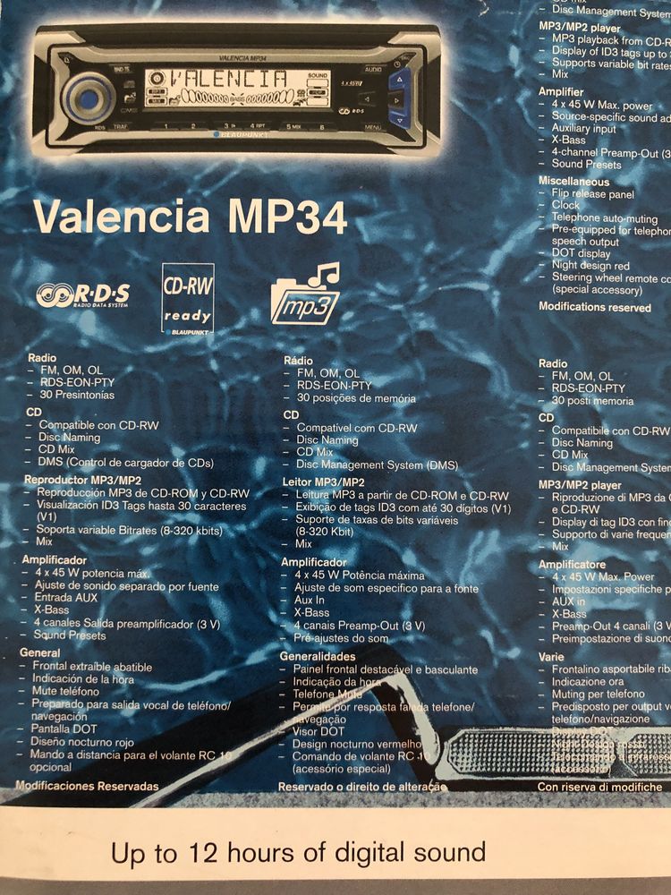 Auto rádio Blaupunkt Valencia MP34