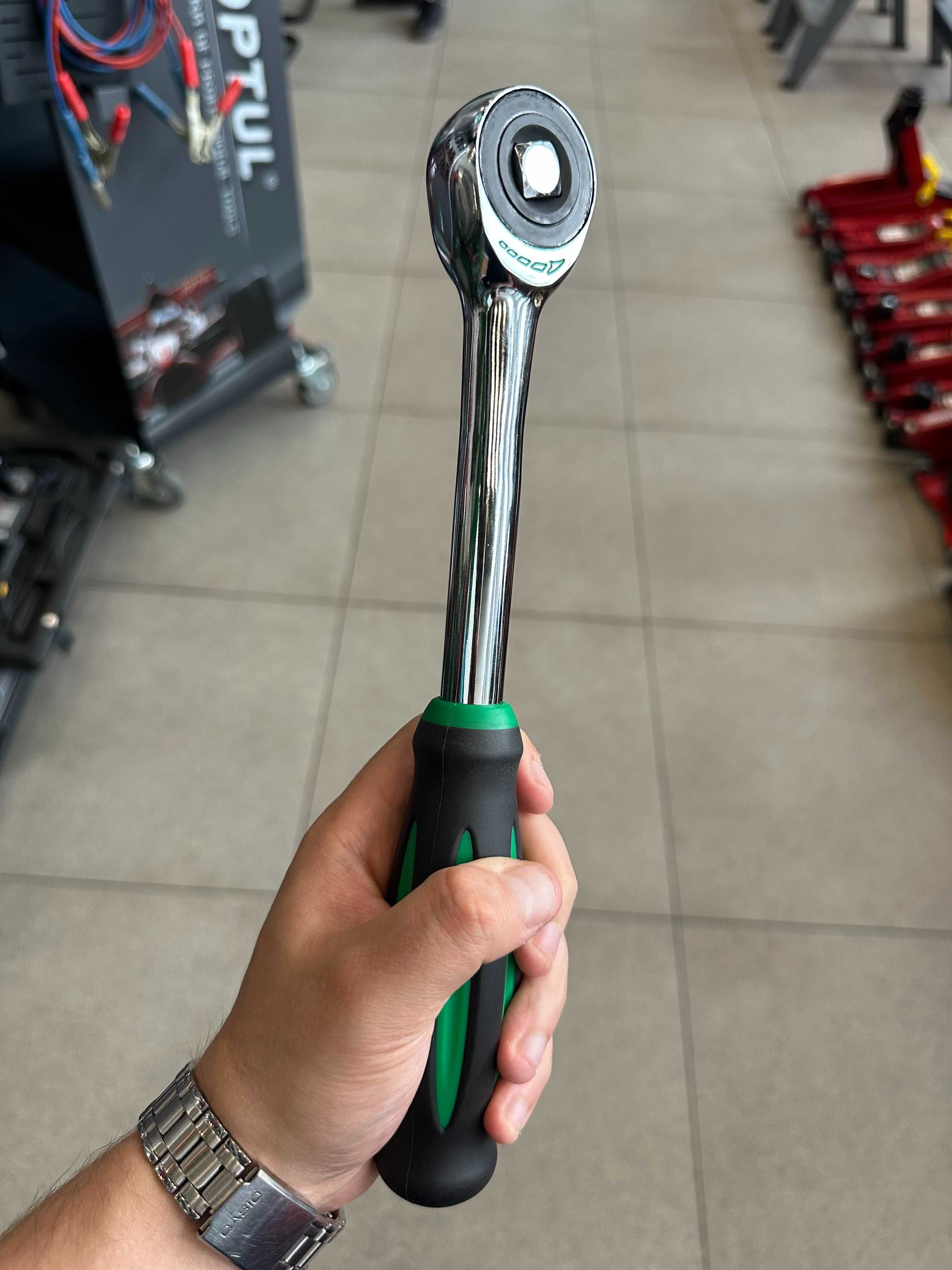 Тріскачка ротаційна TOPTUL 1/2", 60 зубців, 290мм. Переставний квадрат