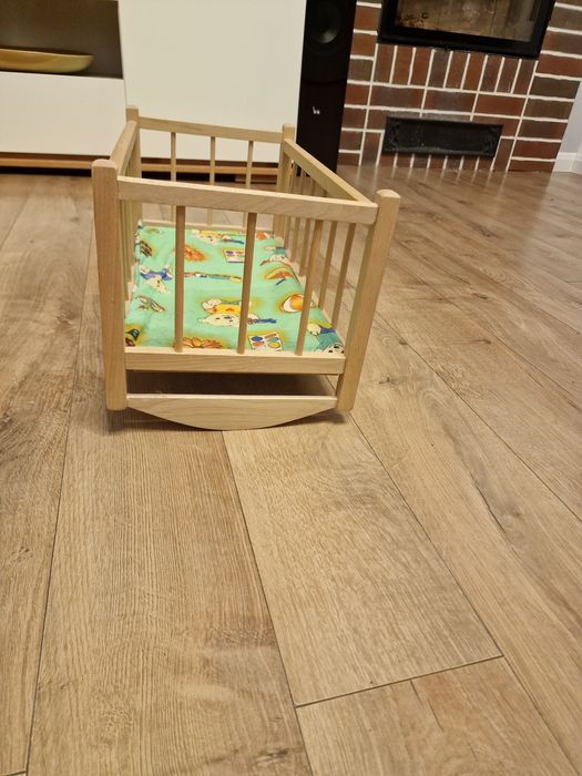 ŁÓŻECZKO DREWNIANE bujane dla lalek KOŁYSKA zabawka dla dzieci