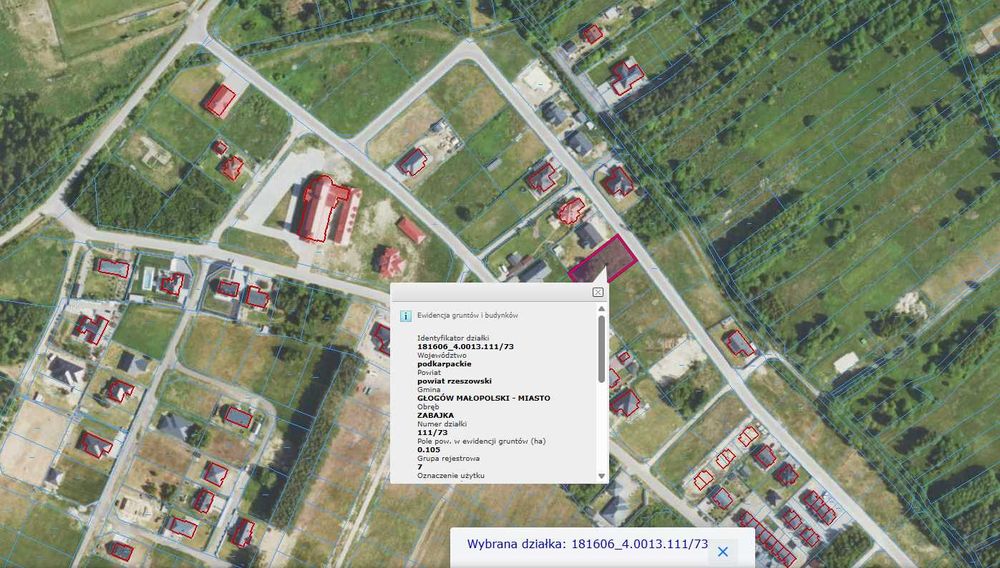 Działka budowlana w Głogowie Małopolskim okręg Zabajka
