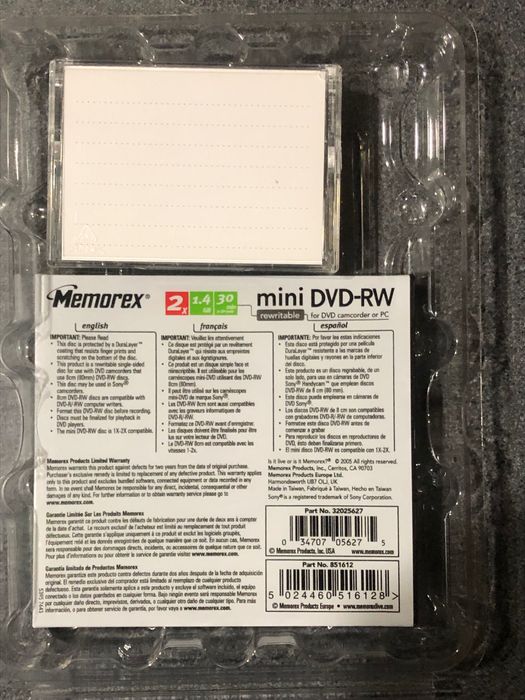 Касета mini DV диск DVD-RW