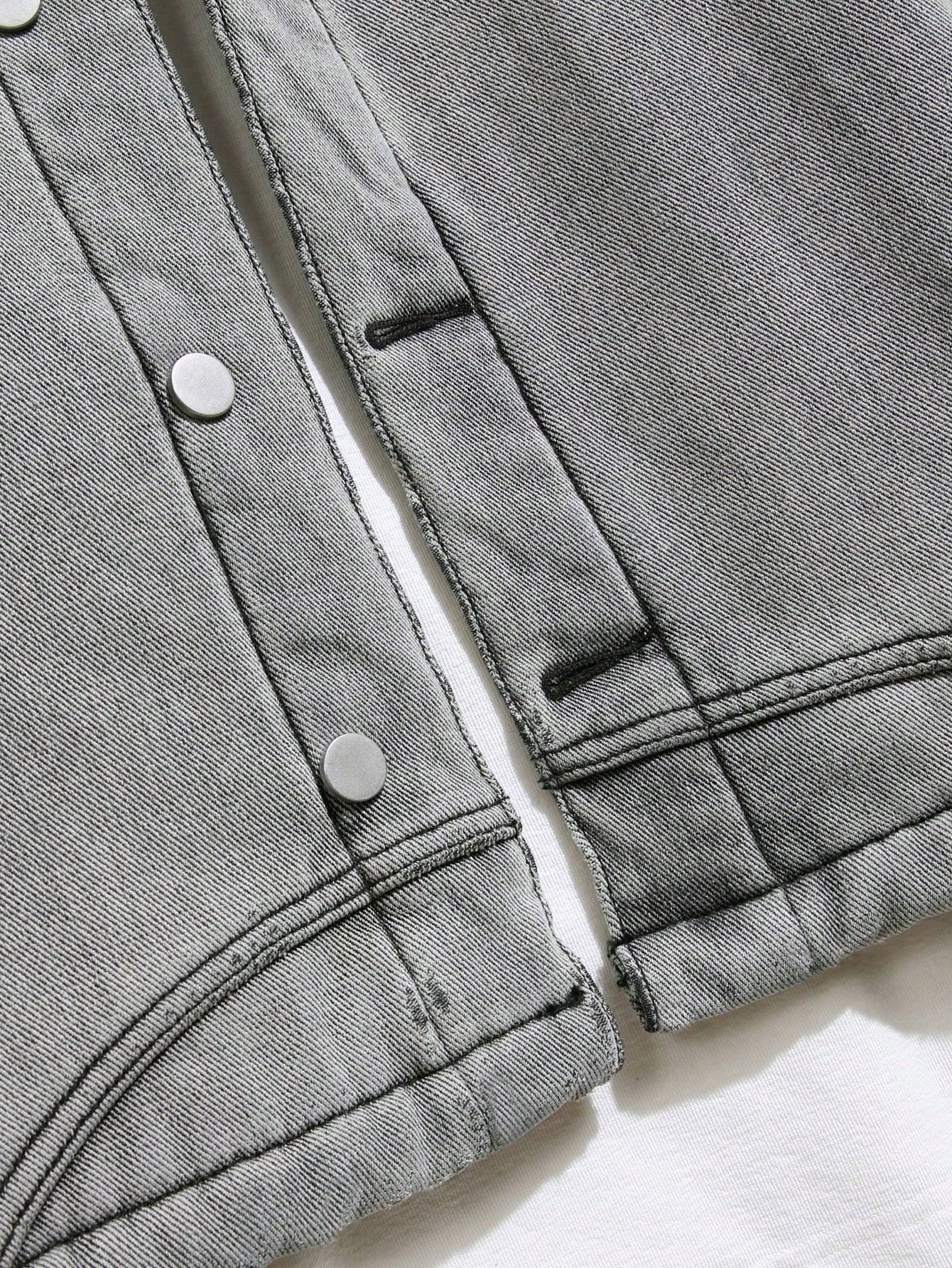 Kurtka Męska Jeansowa Z Ociepleniem Schaket Szara Casual Shein S