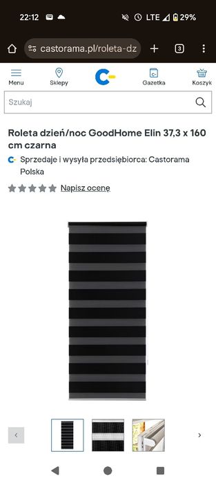 Rolety dzień noc 45x160 czarna