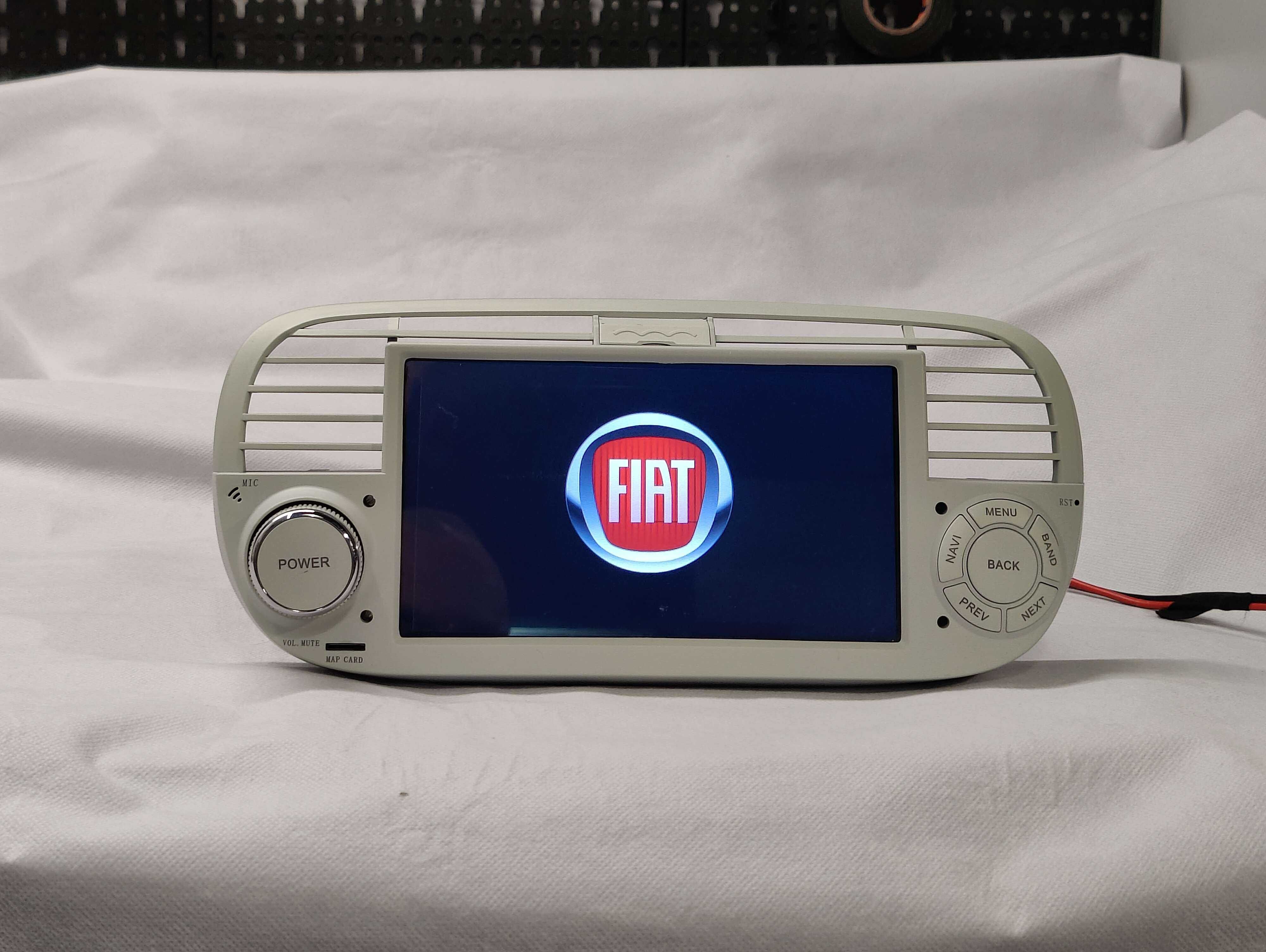 Radio 2 DIN Android 13 Fiat 500– Branco GPS WIFI CarPlay - Novo