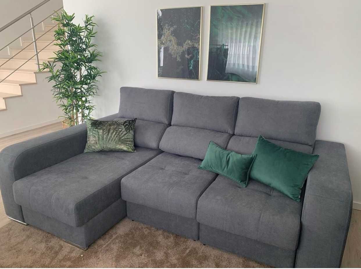 Sofa Chaiselongue + Baú Elevatório + Cama - NOVO - FABRICA