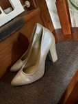 Buty na obcasie na slupku ,srebrne/platynowe ,rozmiar 38