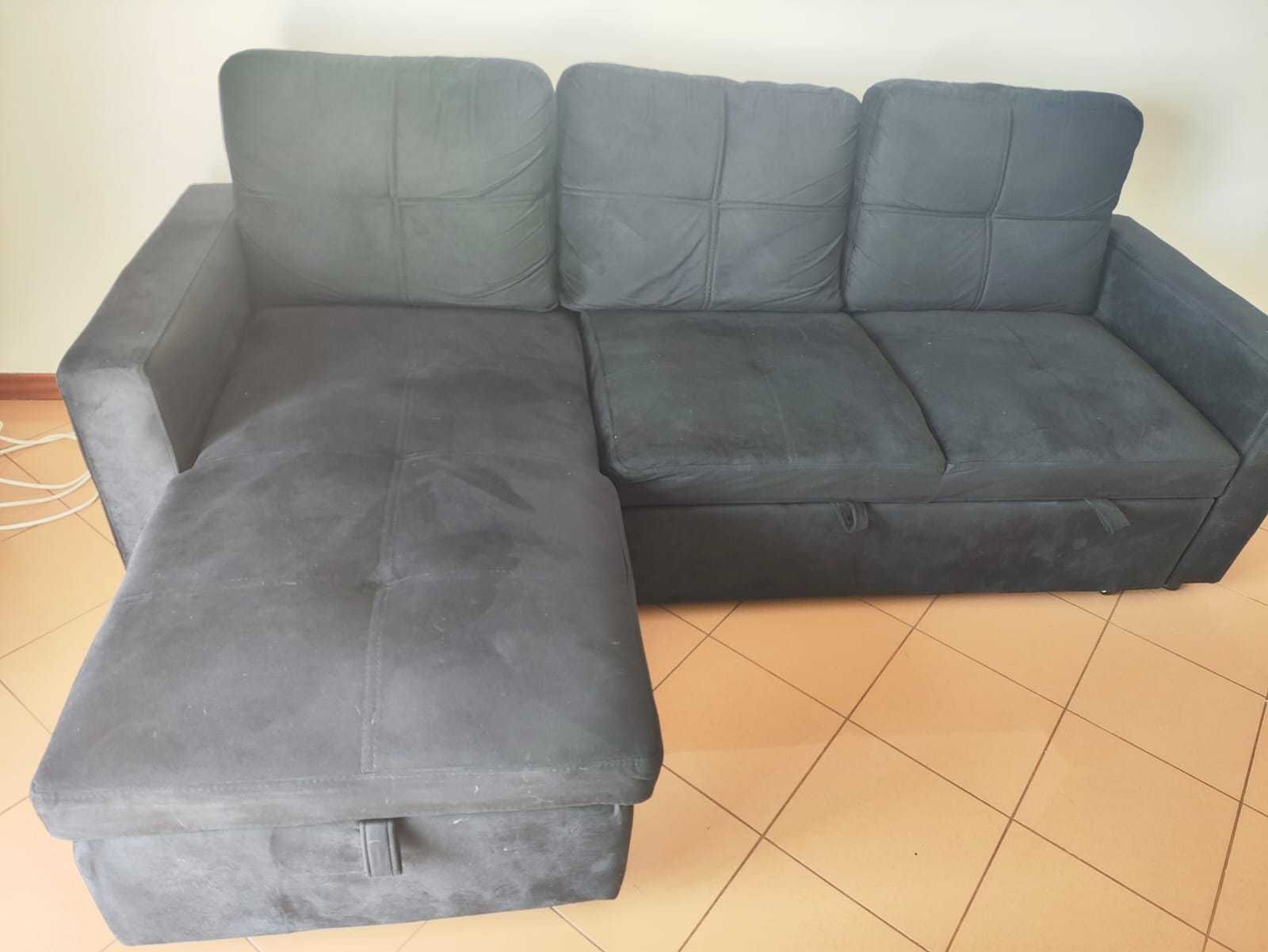 Sofá-Cama Chaise Longue Pau (Preto - 215 x 85 x 135 cm)