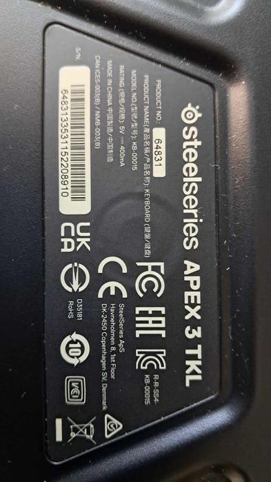 Klawiatura SteelSeries Apex 3 TKL.