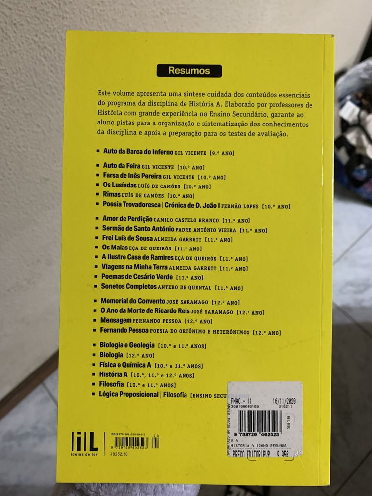 História A- 12°- Preparação para exame