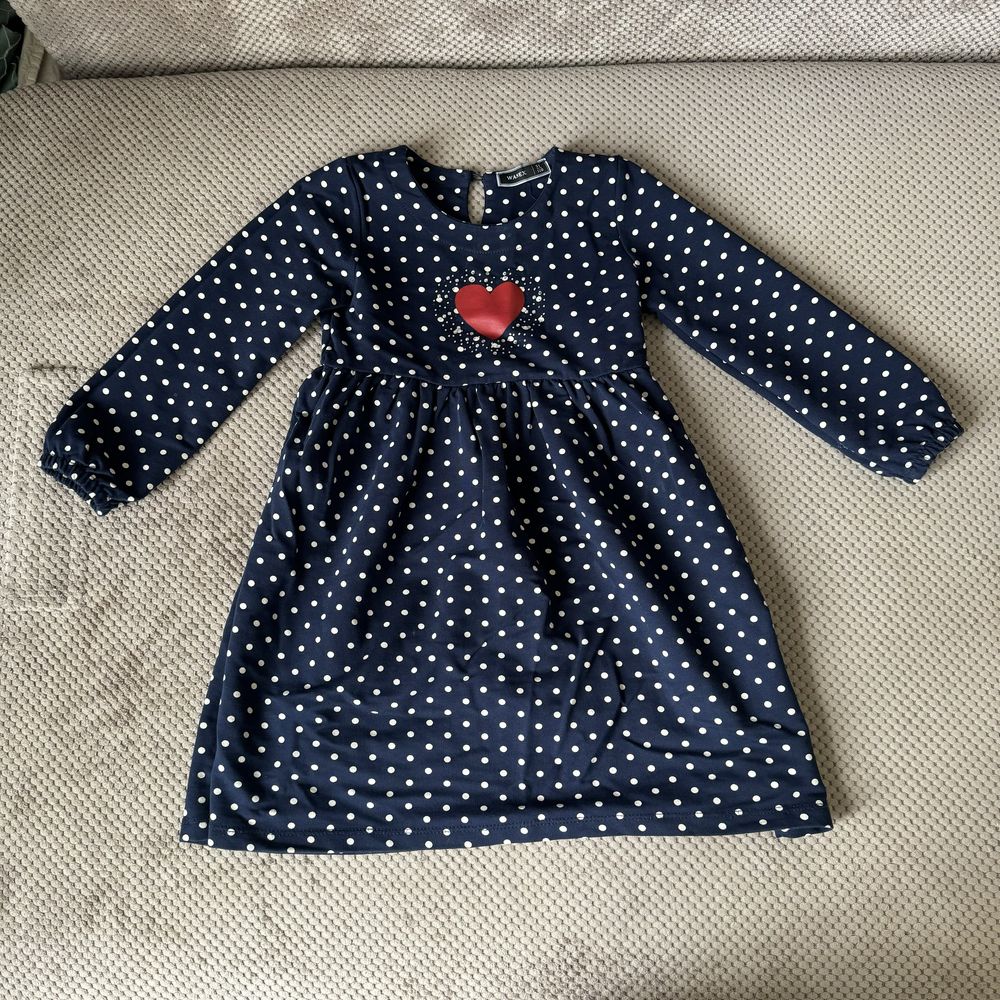 Платье для девочки Wanex 104 синее в горошек