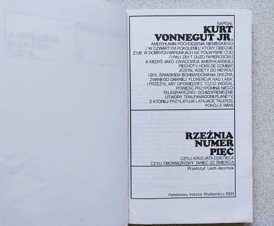 Rzeźnia numer pięć 5 Kurt Vonnegut KIK