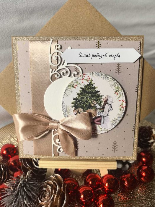 KARTKA ŚWIĄTECZNA handmade w kopercie - personalizowana