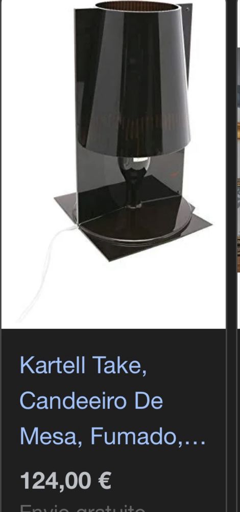 Candeeiro de mesa preto marca kartell Take