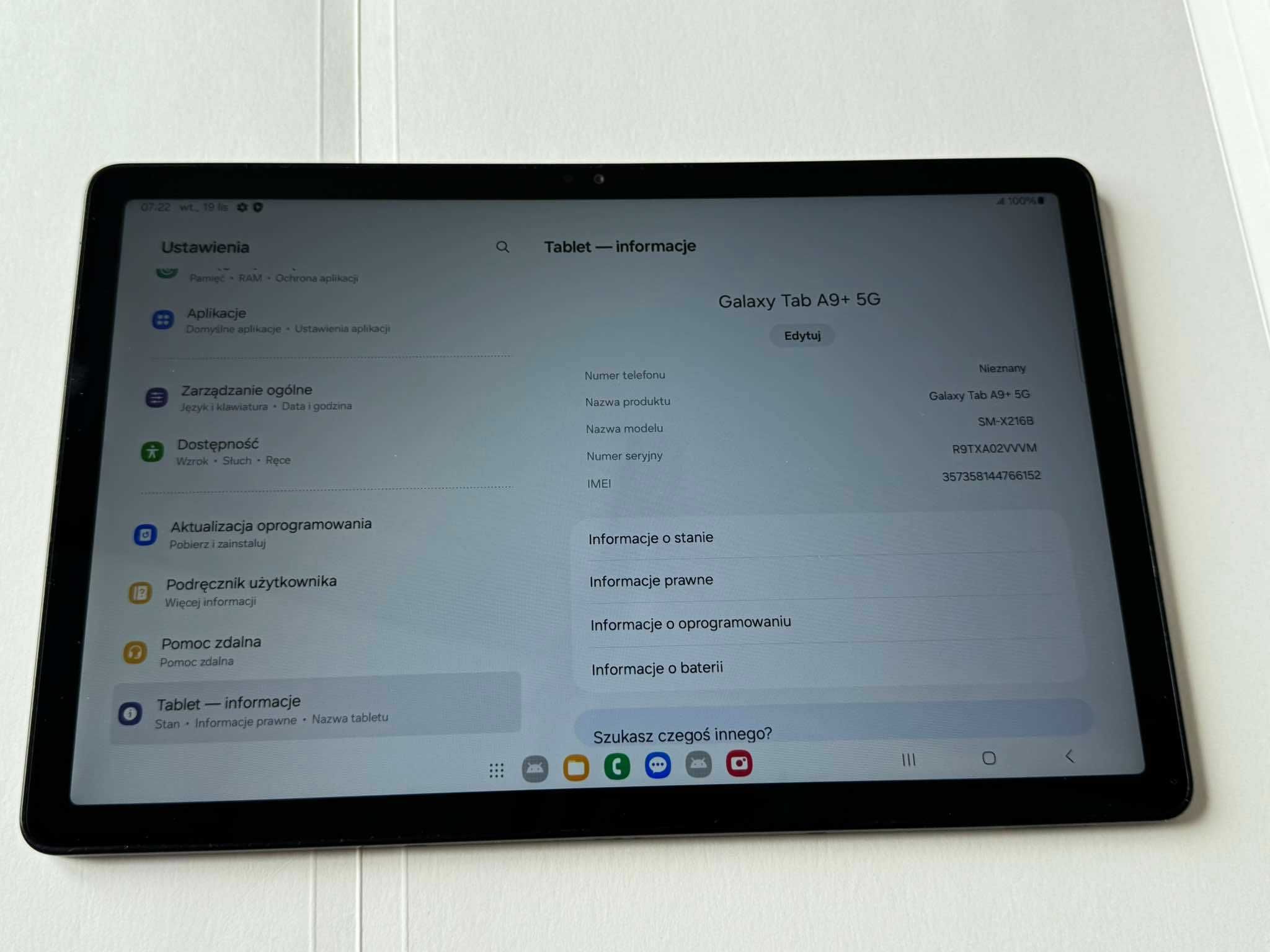 Wyświetlacz Dotyk Tablet SAMSUNG Galaxy Tab A9 5G SM-X216B CZĘŚCI A9