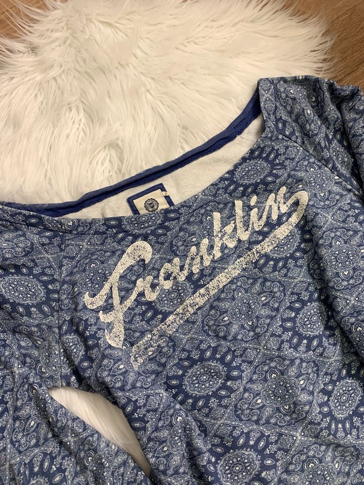 Bluza Vintage niebiesko-biała (M) Franklin Marshall
