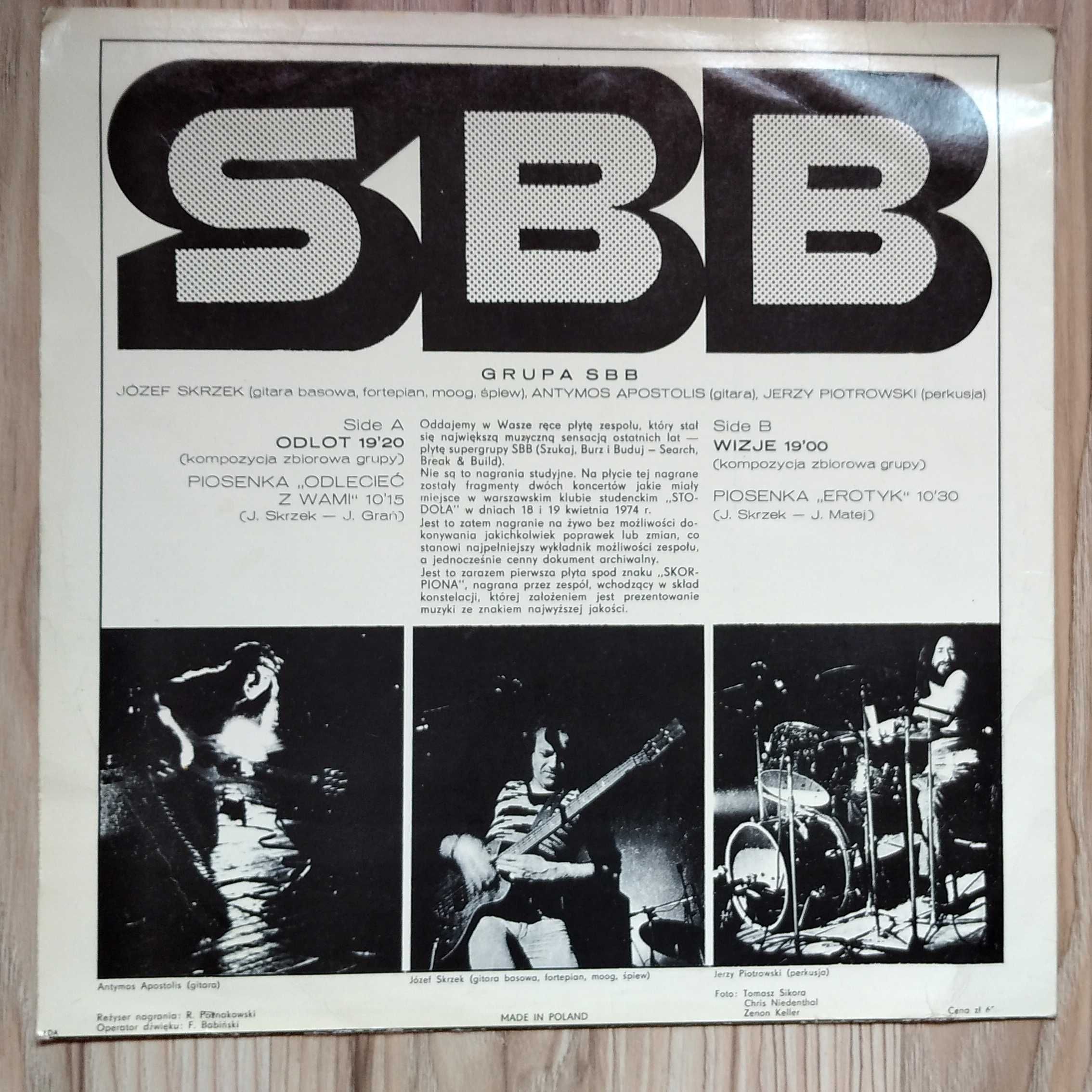 Grupa SBB winyl koncert Stodoła 1974 pierwsze wydanie SXL 1142