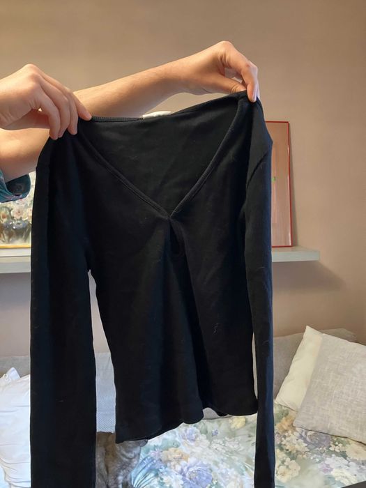 Koszulka bluzka czarna bawełniana z długim rękawem Noisy May