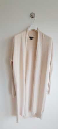 Sweterek damski kardigan długi beżowy L H&M