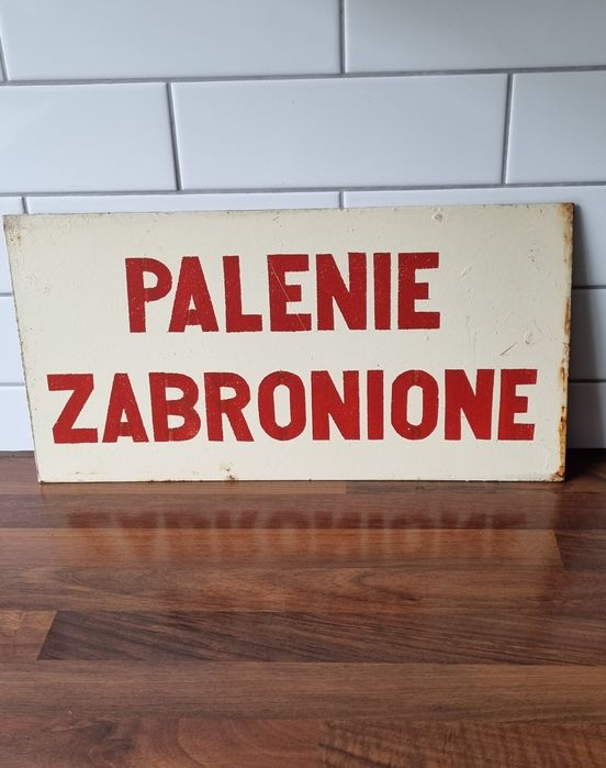 Tablica zakładowa z PRL PALENIE ZABRONIONE Vintage