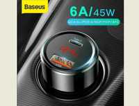 Автомобільний зарядний пристрій Baseus QC 4.0, 45W, USB+Type-C