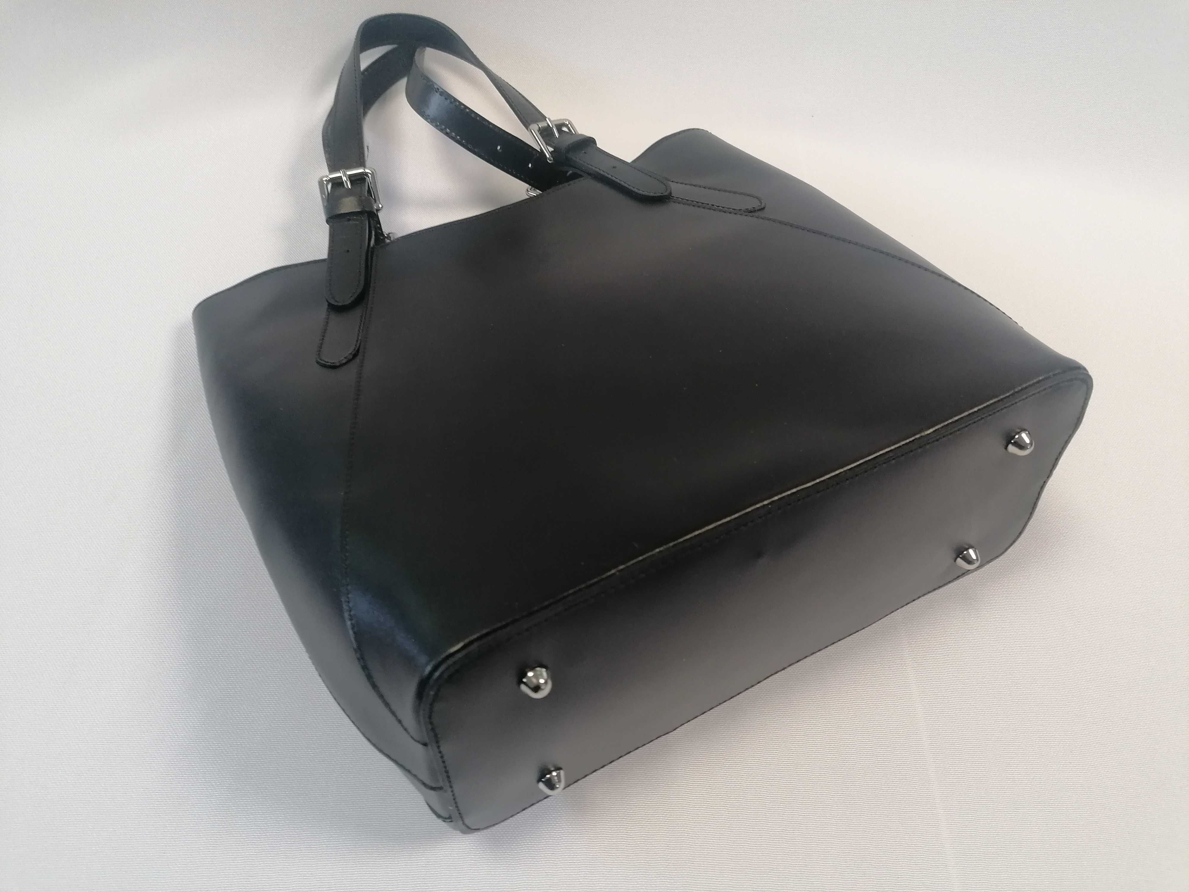Nowa duża włoska skórzana torebka Vera Pelle shopper A4