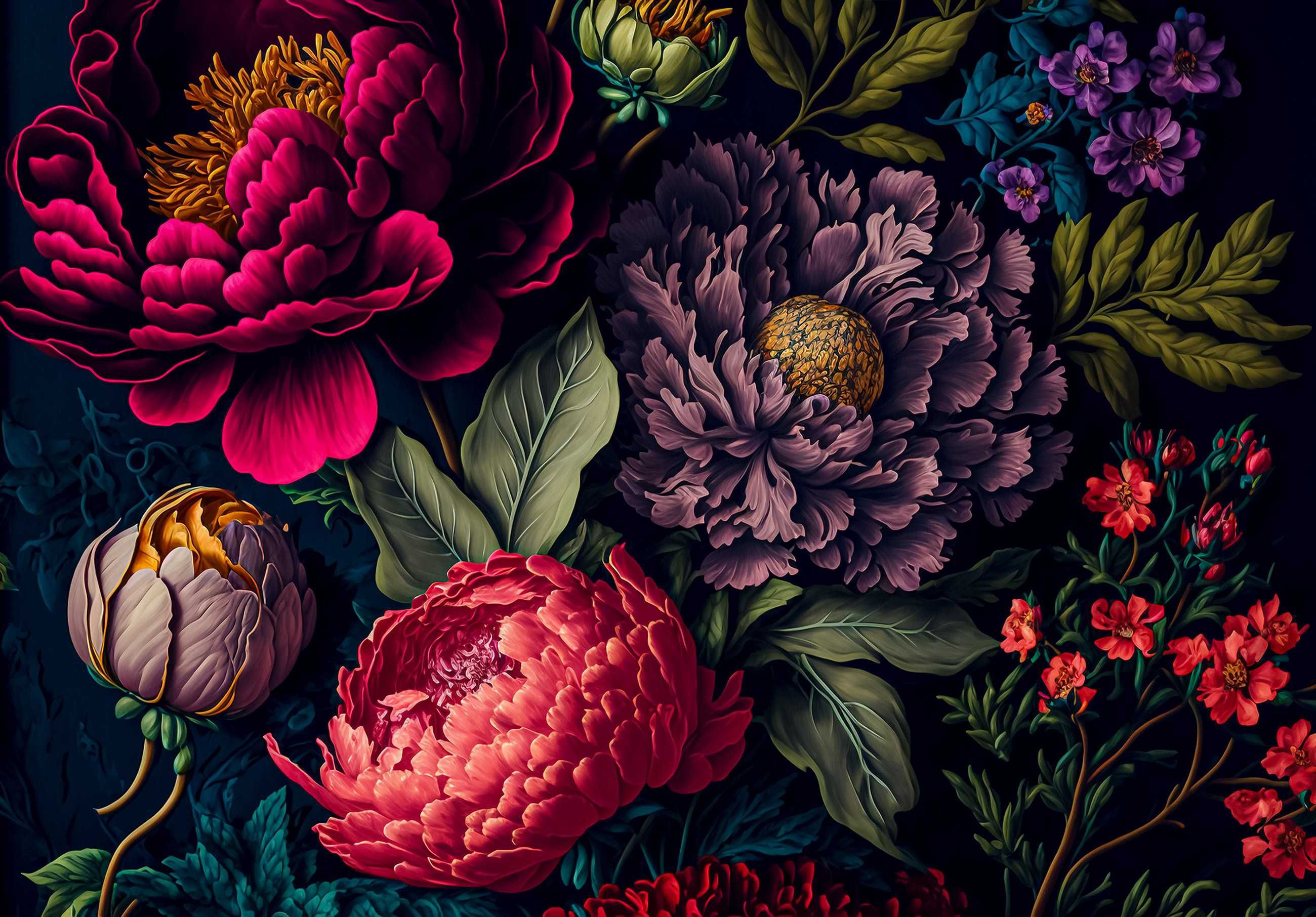 Fototapeta Malowane Kwiaty Kontrast 3D Na Twój Własny Rozmiar + KLEJ